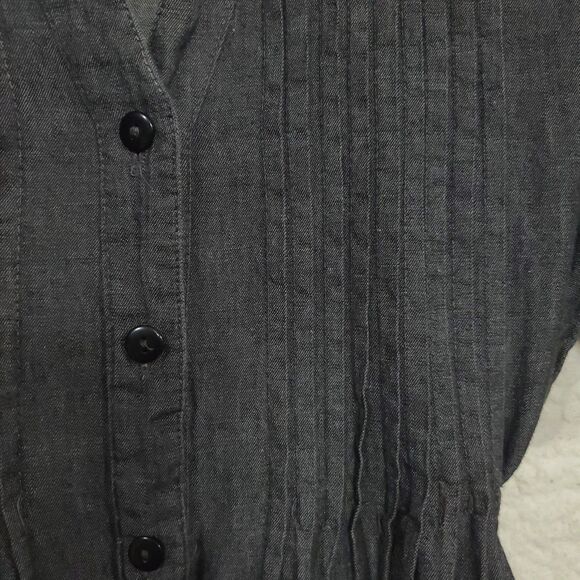 She's Cool Black Chambray Shirt Dress size Lg Roll-Tab 3/4 Sleeve Roll-Tab Hem - Picture 5 of 15